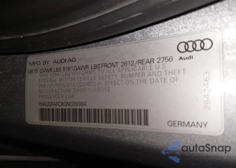 2016 Audi A6 2.0T Premium Plus from USA, damaged, VIN WAUGFAFCXGN039984